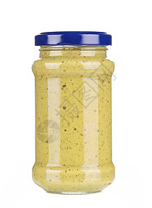 玻璃罐芥末酱罐装棕色杂货市场宏观白色食物黄色产品瓶装图片