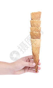 手握着冰淇淋面包杯的柱子图片