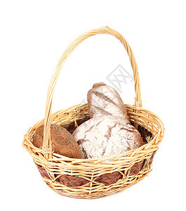 篮子里的棕色面包图片