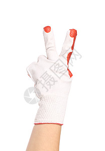 手握手套显示两个白色橡皮涂胶红色展示图片