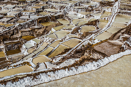 秘鲁 Pre Inca传统盐矿萨利纳斯矿物盐碱地生产历史性萃取山坡梯田海鳗天线盆地图片