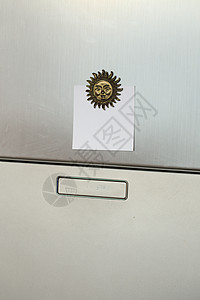 关于冰箱的说明备忘录购物黄色厨房邮政笔记空白磁铁白色图片