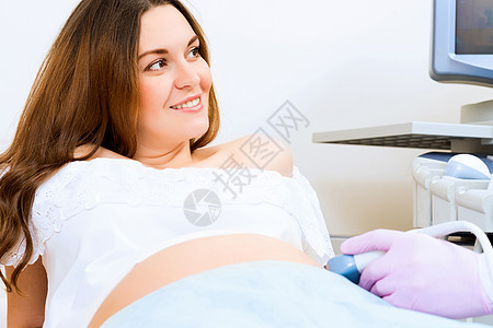 接受医生诊治的怀孕妇女保健扫描婴儿卫生待产夫妻顾问生育力儿科诊所图片