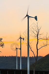 风力涡轮机蓝色活力风车农场环境工业生态力量创新金属图片