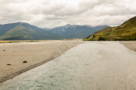 新西兰南阿尔卑斯山的观点旅游戏剧性全景氨氮岩石铁路火车旅行路线山脉图片