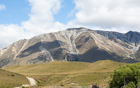 新西兰南阿尔卑斯山的观点旅行氨氮火车岩石路线全景山脉远景旅游铁路图片