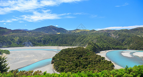 新西兰南阿尔卑斯山的观点山脉旅游旅行峡谷戏剧性全景远景路线氨氮缠绕图片