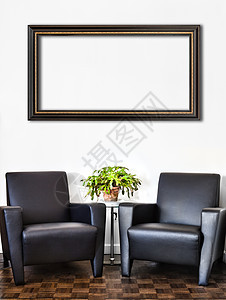 现代内务室和白墙扶手椅照片家具帆布长椅摄影办公室花朵植物房子图片