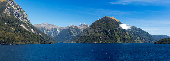 新西兰令人怀疑的声音之交组织悬崖山脉场景旅行全景天空冒险蓝色峡湾旅游图片