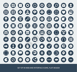 一套90个用于商业 金融和通信的网络和移动图标集图片