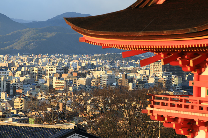 冬季日本京都庆津寺游客神社遗产地区武士历史宝塔橙子旅行清水图片