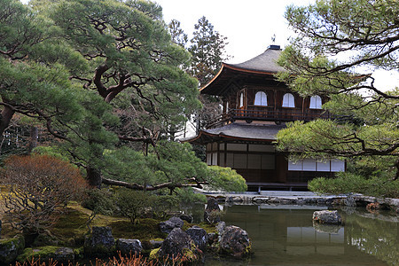 银殿的金阁二寺观光风景地标池塘花园旅游宗教旅行寺庙图片