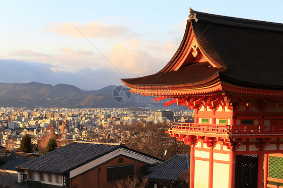 冬季日本京都庆津寺地标树木地区宝塔木头历史性神社石头清水宗教图片