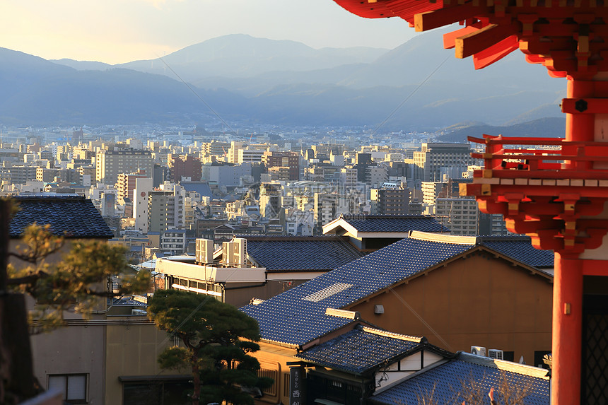 冬季日本京都庆津寺旅游皇帝地区宝塔树木遗产忍者地标历史石头图片