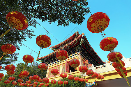 在新年节日的中国灯笼文化辉光传统财富繁荣风格装饰品装饰旅行宗教图片