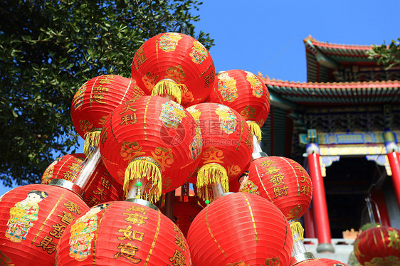 在新年节日的中国灯笼装饰传统佛教徒装饰品繁荣祷告辉光运气宗教风格图片