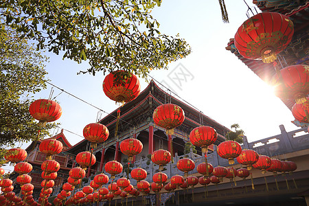 在新年节日的中国灯笼寺庙佛教徒装饰祷告宗教传统文化庆典辉光财富图片