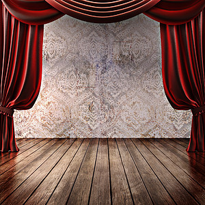 木舞台背景 有戏剧窗帘图片