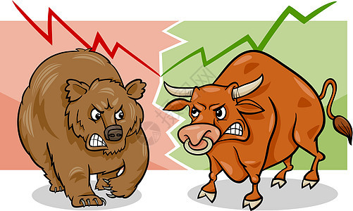 熊和公牛市场卡通图片