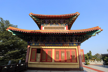 泰国中国神庙的顶楼艺术神社文化宗教建筑天空庆典节日情调信仰图片