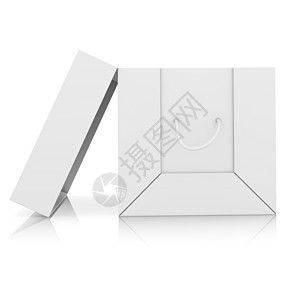 打开白纸板套件箱邮政礼物纸盒广告商品仓库库存货物贮存正方形图片