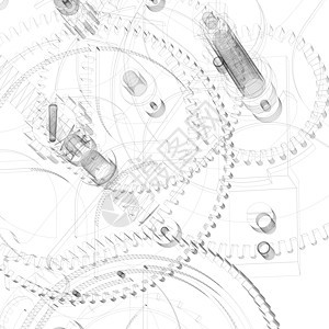 时钟机制 电线框架机械时间手表工业技术车轮白色计时器发条齿轮图片