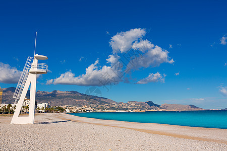 Alicante西班牙白宝石的支撑海浪蓝色太阳白色石头晴天房子旅行海岸图片