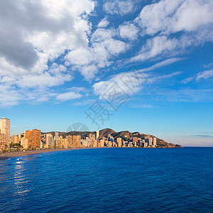 贝尼多姆阿利坎特 西班牙海滩日落天空蓝色公寓地标晴天海岸线海洋景点假期海岸图片