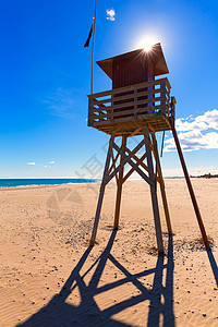 西班牙巴伦西亚Berenguer海滩天空社区景点旅行房子蓝色海岸线天堂白色支撑图片
