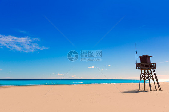 西班牙巴伦西亚Berenguer海滩天堂蓝色房子天空海岸支撑旅行晴天地标假期图片