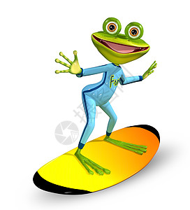 绿青蛙木板滑冰壁虎插图微笑兴趣情绪冲浪动物群蓝色图片