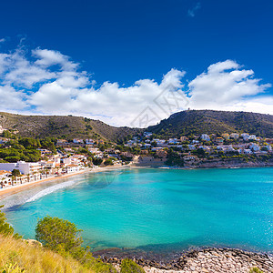 地中海阿利坎特的海滩支撑海浪旅行景点海岸线假期门廊海洋蓝色晴天图片