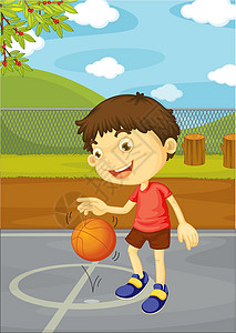 篮球卡通片娱乐男生插图孩子们微笑男性运动球类图片