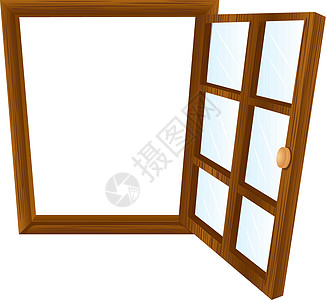 打开窗口正方形房子玻璃合页家庭木头框架卡通片建筑材料图片