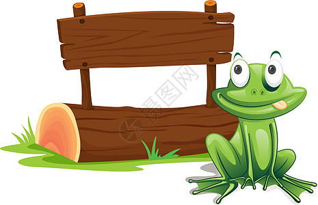 青蛙信号木板邮政空白公告绿色两栖动物舌头横幅日志插图图片