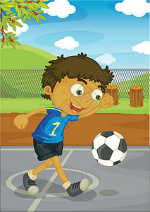 在公园里场地足球插图运动孩子男性女学生衬衫小学生孩子们图片