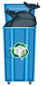 垃圾桶废物垃圾卡通片塑料袋空格处容器蓝色厨房草图塑料图片
