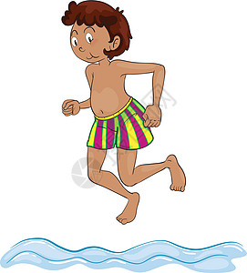 一个男孩潜入水中波浪男性孩子们游泳草图男人游戏海洋戏服跳跃图片