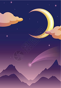 月亮和星星草图天空黑色绘画行星宇宙星光卫星月光卡通片图片