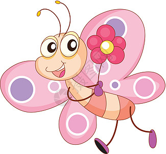 滑稽的生物漏洞蝴蝶眼睛昆虫插图粉色礼物动物翅膀卡通片图片