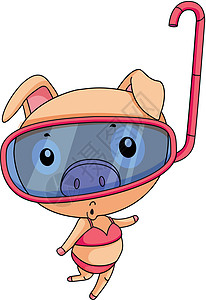 搞笑派套装婴儿齿轮小猪活动面具游泳耳朵漫画卡通片图片