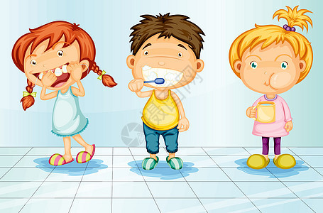 照顾牙齿冲洗兄弟姐妹姐姐瓷砖洗手间孩子好朋友浴室卫生朋友们图片