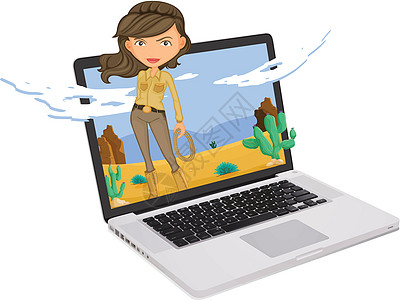 苏醒过来小路绳索冒险家女士键盘卡通片办公室女性绘画沙漠图片