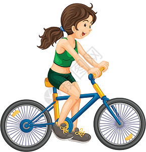 自行车女士娱乐运输车轮插图运动卡通片速度骑术行动图片