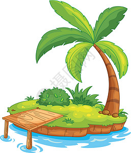 岛屿情调卡通片棕榈沙漠椰子土地异国海洋热带码头图片