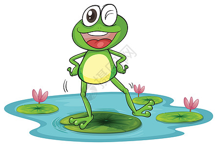 一只青蛙和一只水牙齿两栖情绪绘画微笑乐趣野生动物百合荒野动物图片