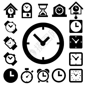 时钟和时间图标集收藏跑表正方形手表间隔警报圆圈工具圆形网络图片