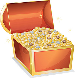 宝库盒黄色棕色货币盒子海盗奢华木头绘画卡通片金子图片
