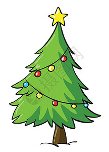 圣诞树红色绿色植物卡通片装饰松树蓝色黄色节日微笑图片