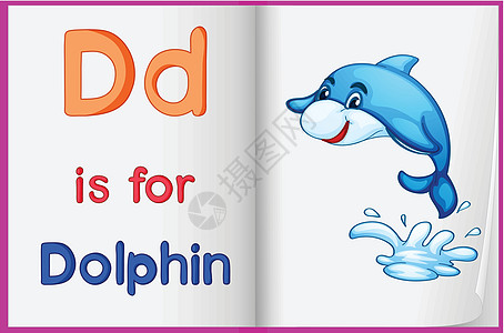 海豚和嘘声学校工作簿卡通片幼儿园字母工作插图蓝色语言图书图片